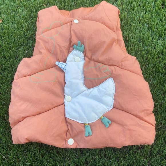 Momorii Chicken Puffer Vest Sz 12 Mos Appliqué Embroidered - Picture 1 of 3
